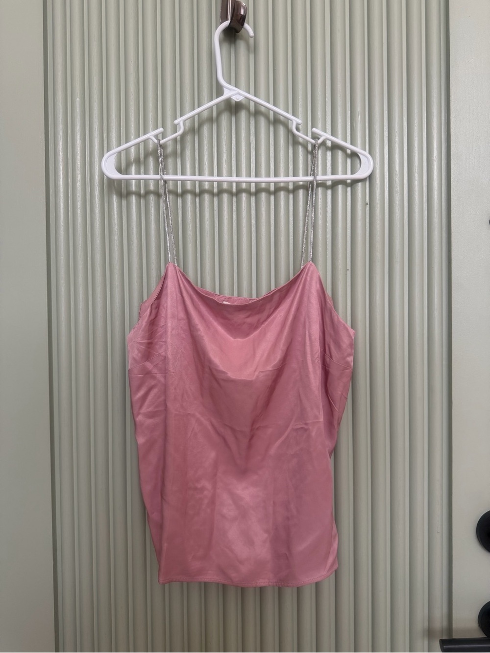 H&M Pink Satin Cowl Camisole with Chain Straps